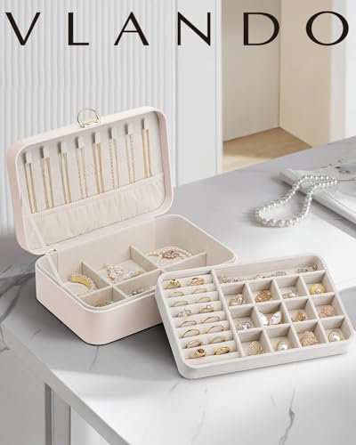 Vlando Boîte À Bijoux Verrouillable Double Couche Jaune Clair Pour Femmes Voyage