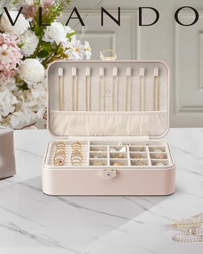 Vlando Boîte à bijoux double couche verrouillable pour collectionneurs de bijoux, bijoutiers, boîte à bijoux sécurisée