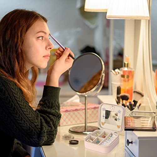 Boîte à Bijoux de Voyage avec Miroir pour Femmes - Rangement de Boucles d'Oreilles Bagues Chaînes en Cuir PU Talifoca