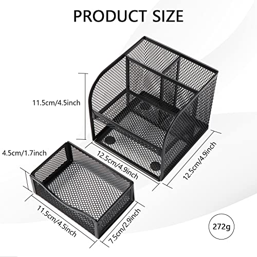 Rangement Bureau Vinabo Metallique, Organisateur de Bureau avec Tiroir Coulissant, Pot a Crayon Tri Compacts pour Maison