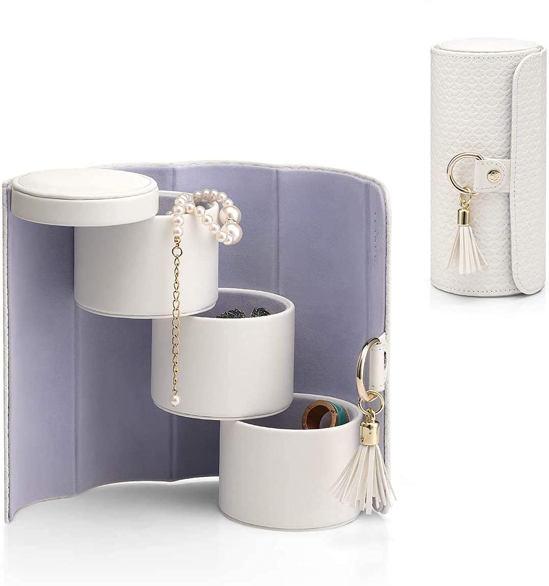 Boîte à bijoux de voyage en similicuir pour filles, mères et femmes (cadeau parfait)