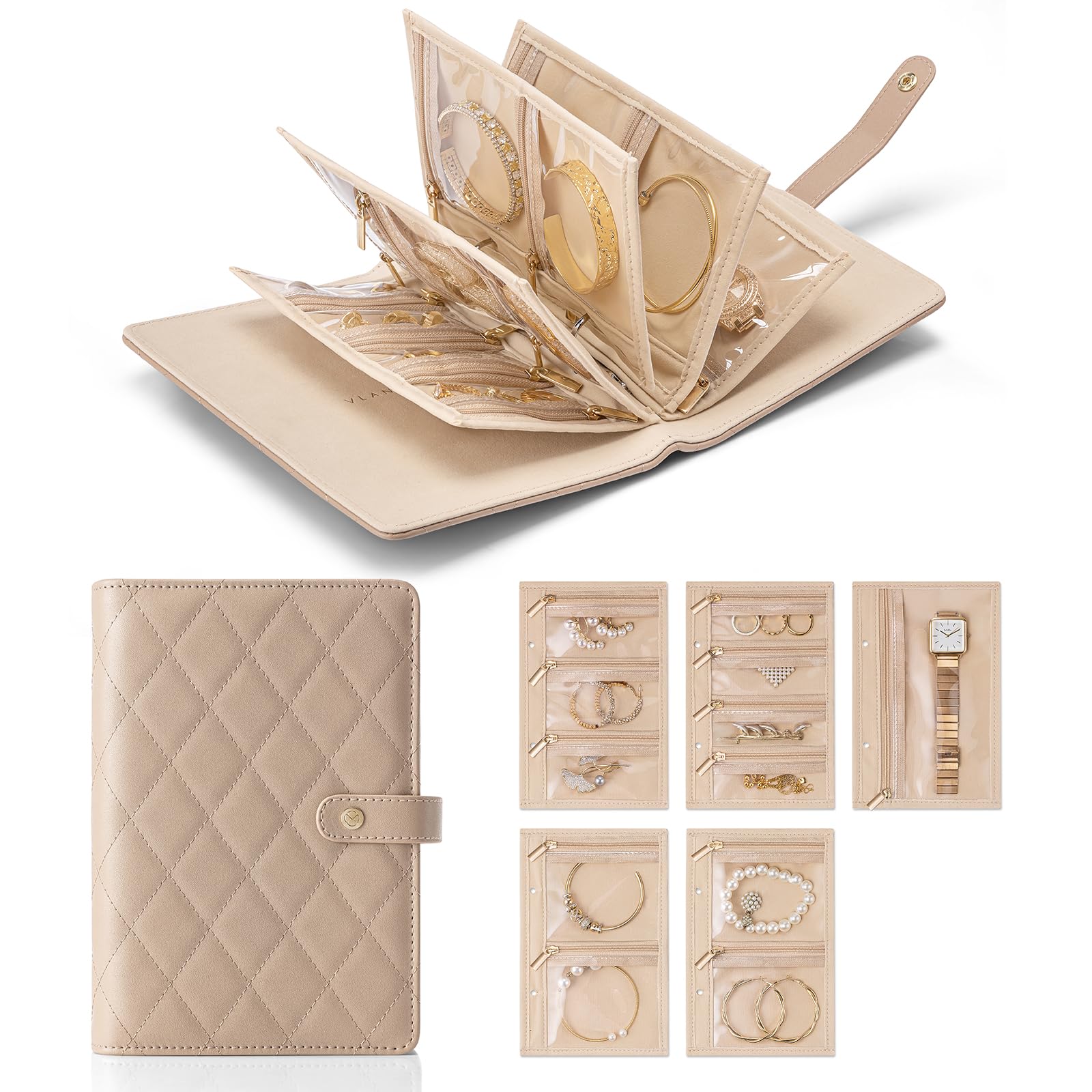 Vlando Boîte À Bijoux De Voyage Personnalisée Pour Femmes&Cigognes&Maman|Organiseur De Bijoux Avec Pochettes En Velours 